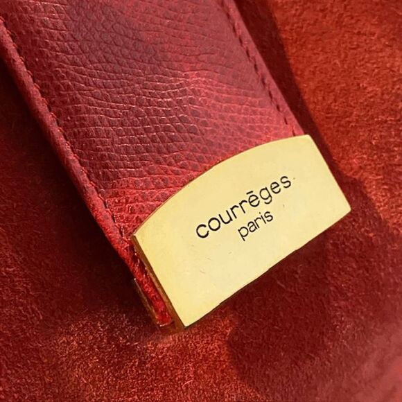 Authentic Vintage Courreges Red Suede Leather Draw String Bucket Bag Purse - Picture 11 of 16